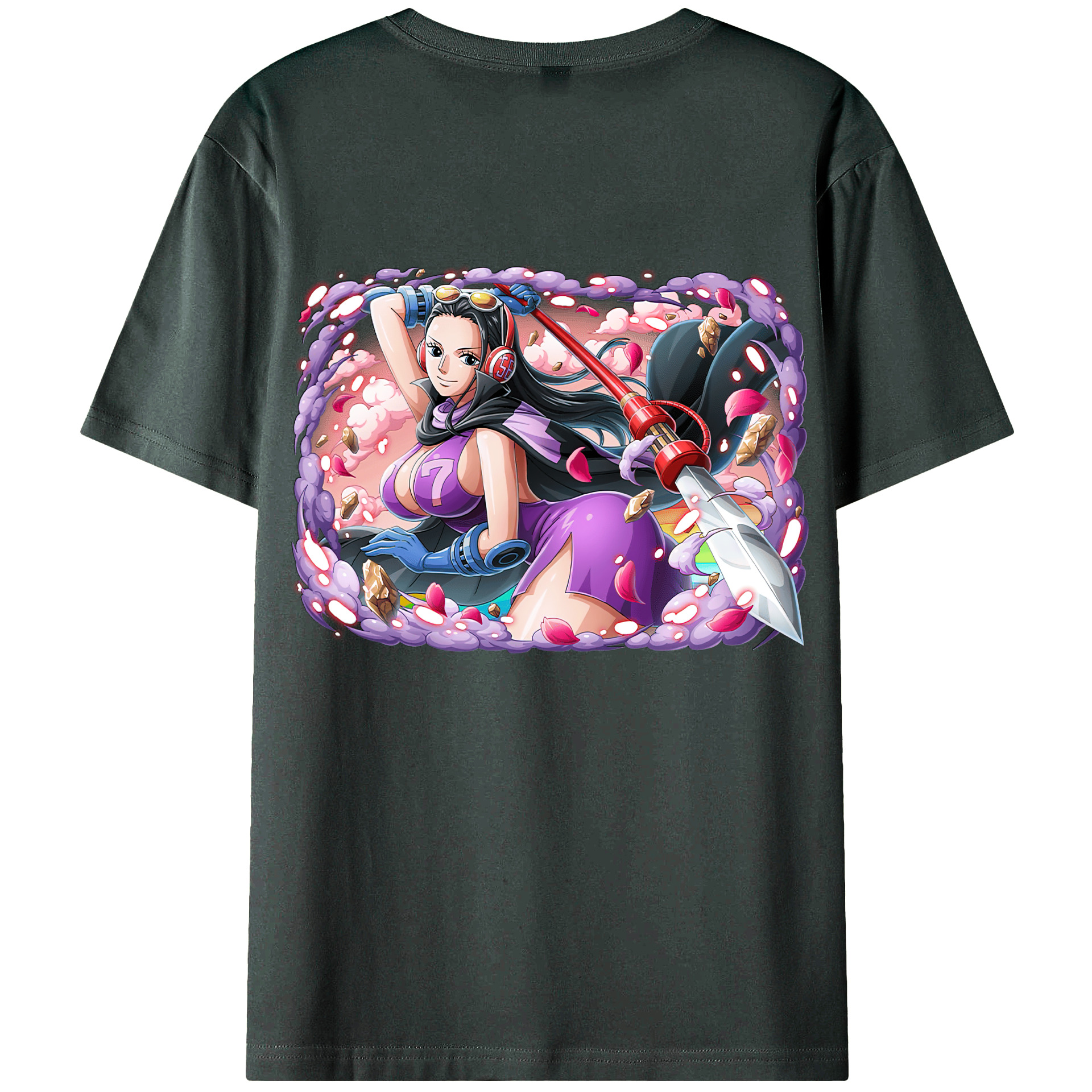 ワンピース ニコ・ロビン ONE PIECE Nico Robin 綿100％ メンズ半袖Tシャツ（バックプリント） 通気性